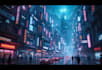 design a cyberpunk futuristic city art