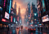 create a cyberpunk futuristic city art