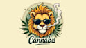 make eye catching lion smoking cannabis mascot logo design in my style