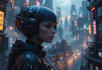 create a cyberpunk futuristic city art