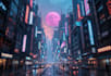 do a cyberpunk futuristic city art