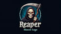 design creative reaper skull mascot logo with express delivery