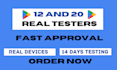 provide real 12 testers or 20 testers for google play console closed app testing