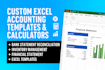 create custom excel, google sheet accounting templates and financial calculators