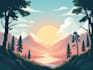 draw a 2d flat vector landscape illustration for you