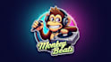 do awesome cool dj monkey spinning a turntable mascot logo