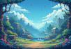 make 2d game concept art background and environment