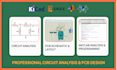 analyse design pcb prototype layout, schematic in multism proteus kicad matlab