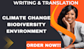 write on climate change, biodiversity, and environmental topics