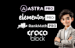 install elementor pro, astra pro crocoblock, rank math pro plugin