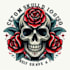 do custom skull rose tattoo logo with illustration design