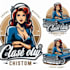 do custom mascot lady classic car print logo