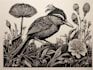 illustrate animal or botanical linocut based on your request