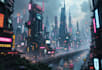 make cyberpunk futuristic city art