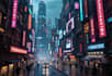 create a cyberpunk futuristic city art