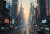 make a cyberpunk futuristic city art