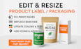 edit, resize, and modify product label and packaging design