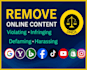 remove harassing, defaming, infringing,copyright, negative, leaked, dmca post