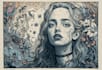 create a portrait print linocut style digital art