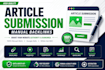 create high quality manual article submission backlinks