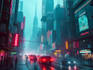 make a cyberpunk city sci fi style for you