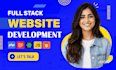 do website development as full stack web developer, front end, backend developer