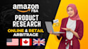 do amazon fba online arbitrage product research for USA, canada, UK retail leads