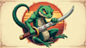 design unique gecko sword logo with  free source file
