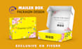 design a mailer box, subscription box, and bottle packaging with a 3d mockup