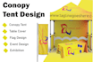 design canopy tent, flags,table cover