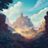 make a fantasy landscapes, illustration, environment