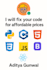 fix your code issues  HTML, css, bootstrap, js, and react vite, c  python