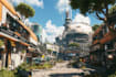 make a science fiction city, cyberpunk concept art