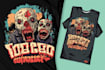 draw horror cartoon tshirt design in retro vintage style