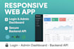 develop a responsive web app with login, dashboard, and backend API