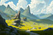 create concept art, fantasy landscapes, background scenes