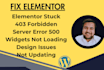 fix elementor errors, elementor not loading, not updating, error 500, 403, 404