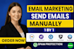send emails manually one by one with 100 percent accuracy