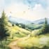 draw a watercolor landscape illustration