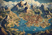 create event, tourist, and fantasy map illustration