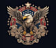 do eagle skull helmet with custom motorcycle garage logo