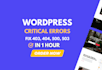 fix 403, 404, 500, 503, critical error, database error, fatal errors, http error