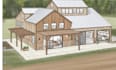 design custom barn dominium architectural plan and rendering