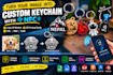 design custom keychain for 3d printing with nfc, logo, 3mf, stl, cad modeling