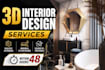 create 6k photorealistic interior rendering within 48 hours
