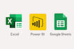 do your daily job duties with excel, google sheets, and power bi