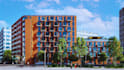 create cgi 3d mid rise building, 3d city house, 3d skyscraper building