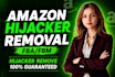remove amazon hijacker, report counterfeit listing, unauthorized seller