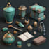 create casual 2d props, assets, items, icons for games