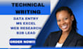 do data entry, copy paste, ms exel, web research, email, b2b lead generation